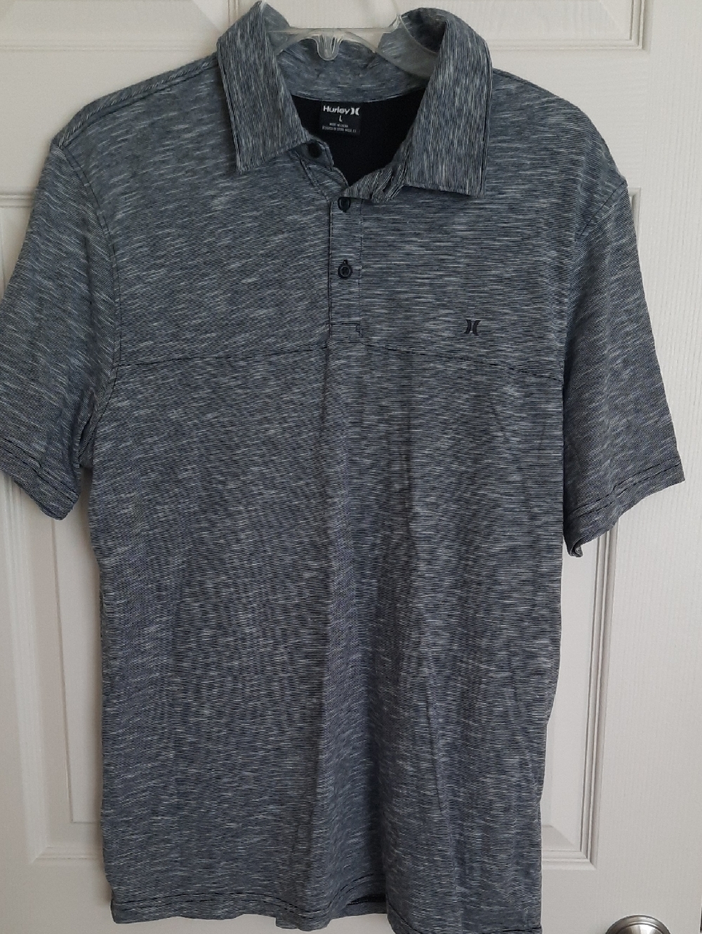 Hurley Men's Marled Black/Grey Short-Sleeve Polo